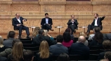 Image: 24.03.2014 Panel Kienhuis, Tye, Garrett Thema: Will investing in startups decide the future of publishing? Panel auf dem Digital Innovators Summit 2014
